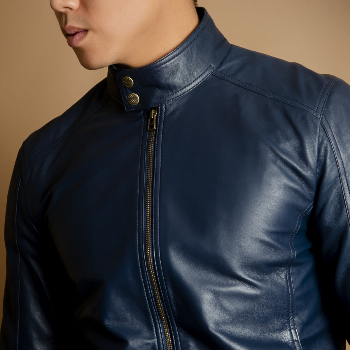 Kensington Blue Leather Bomber Jacket | Leather Bomber Jacket – Finest ...
