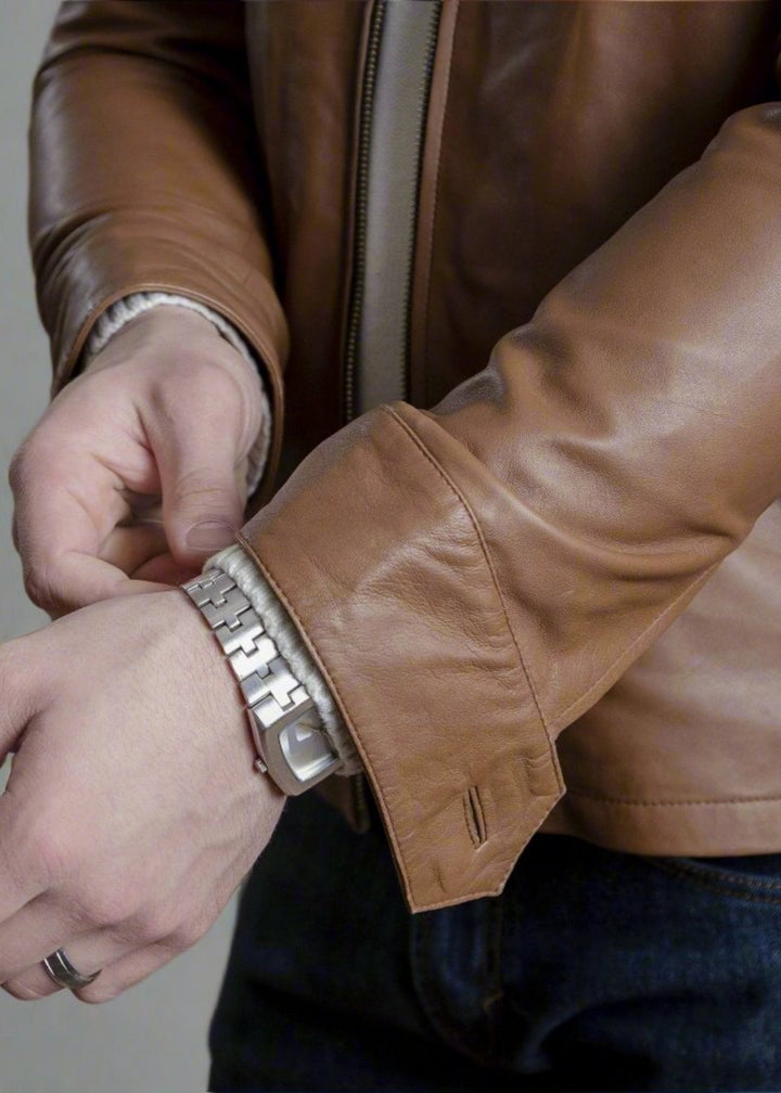 BROWN REAL LEATHER JACKET FOR MEN