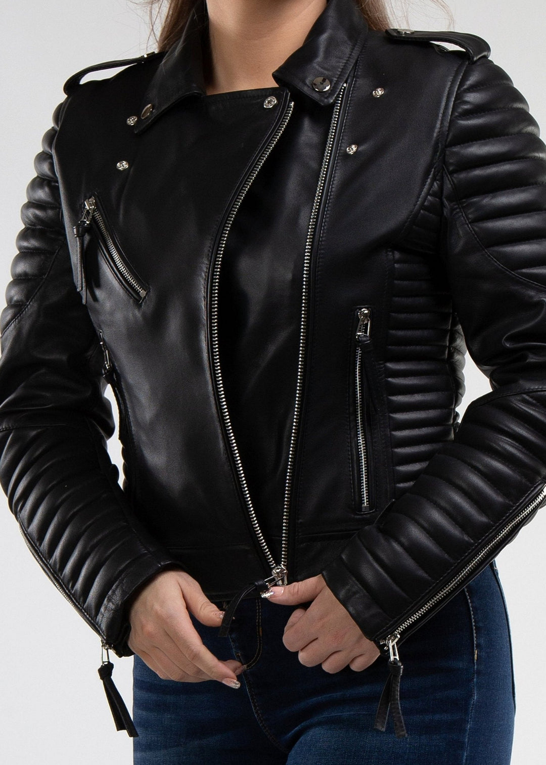 Leather Motorcycle Jacket Jacket With Lots Of Zippers Merlin